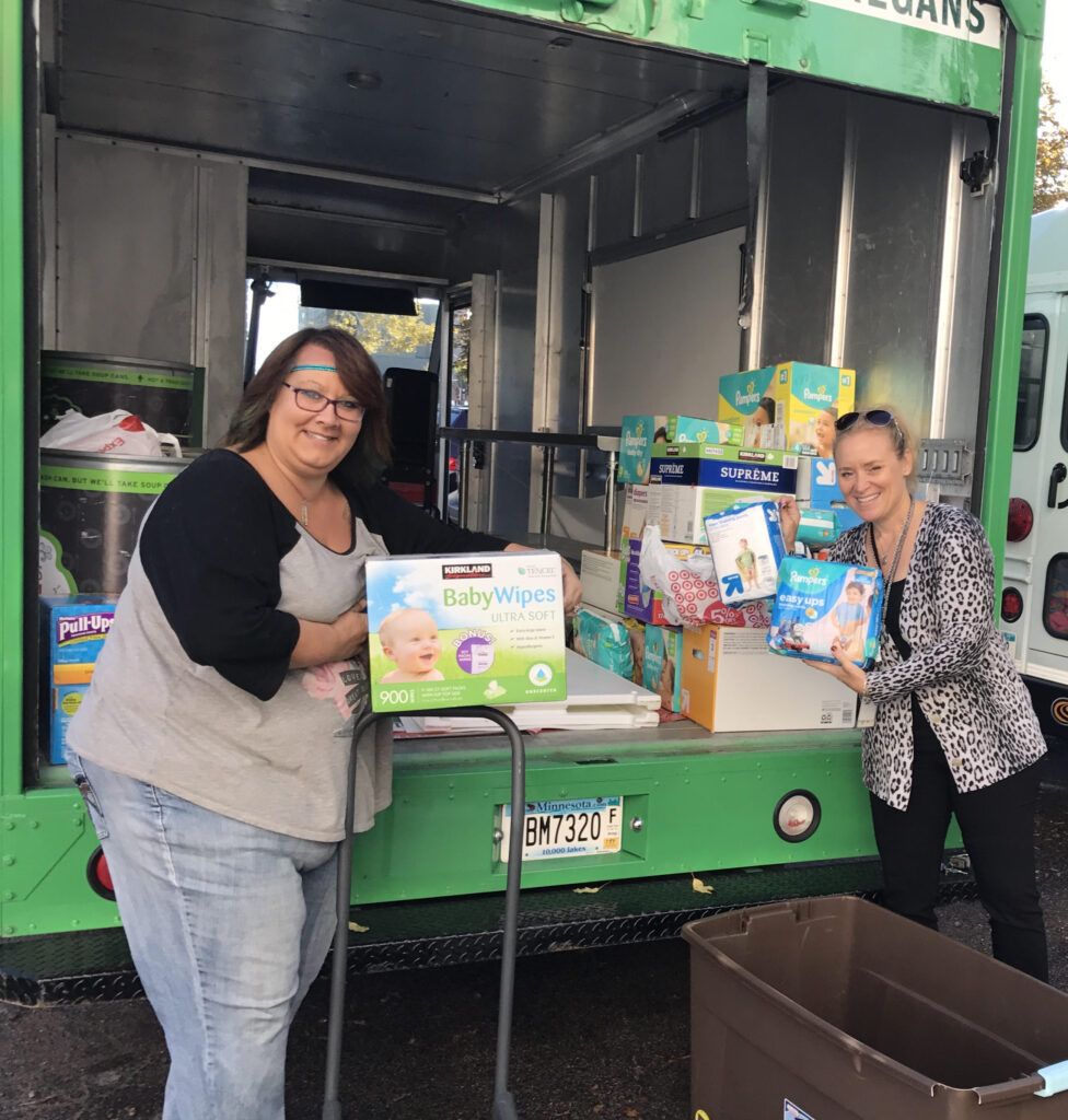 Thrivent Financial's Minneapolis office delivered a truck full of diapers!